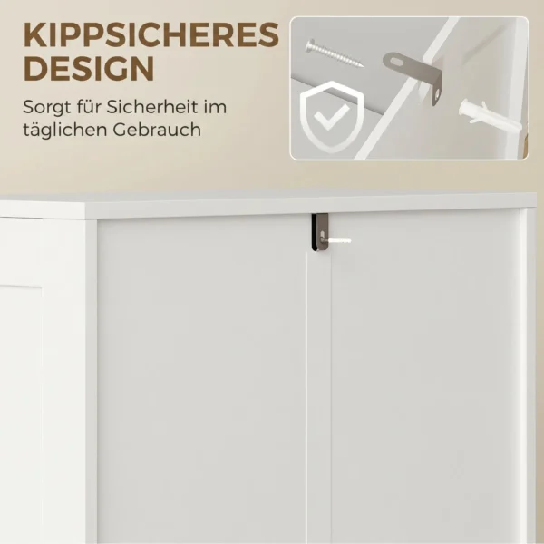 Keukenkast, Hoge Kast Met 2 Verstelbare Planken, Keukenbuffet Met 4 Gebogen Deuren 60 X 30 X 110 Cm, Wit