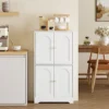 Keukenkast, Hoge Kast Met 2 Verstelbare Planken, Keukenbuffet Met 4 Gebogen Deuren 60 X 30 X 110 Cm, Wit