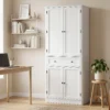 Keukenkast Met 4 Deuren, Lade En Verstelbare Planken Voor Keuken, 80 X 39,5 X 186,4 Cm Wit