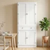 Keukenkast Met 4 Deuren, Lade En Verstelbare Planken Voor Keuken, 80 X 39,5 X 186,4 Cm Wit