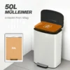 Keukenvuilnisbak 50 Liter Met Blijf Open Functie, Soft Close Deksel, Pedaal, Crèmewit
