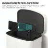 Keukenvuilnisbak 50 Liter Met Blijf Open Functie, Soft Close Deksel, Pedaal, Crèmewit