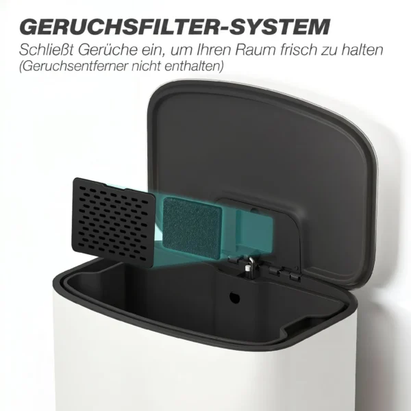 Keukenvuilnisbak 50 Liter Met Blijf Open Functie, Soft Close Deksel, Pedaal, Crèmewit