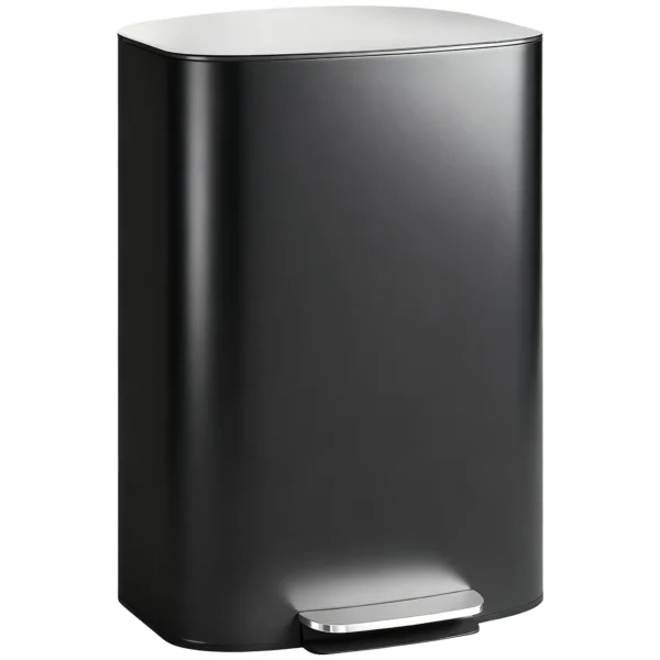 Keukenvuilnisbak 50 Liter Met Blijf Open Functie, Soft Close Deksel, Pedaal, Zwart