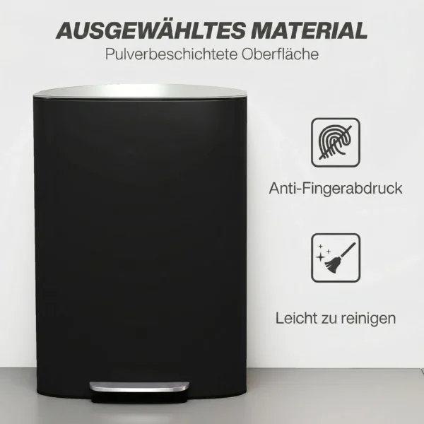 Keukenvuilnisbak 50 Liter Met Blijf Open Functie, Soft Close Deksel, Pedaal, Zwart