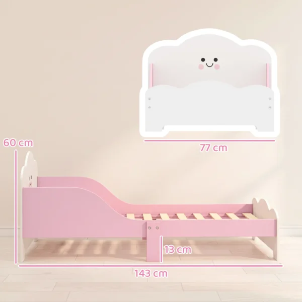 Kinderbed, 140 X 70 Cm Bedframe Met Hoge Beschermingshek Voor Kinderen Van 3 6 Jaar, Zonder Matras, Roze