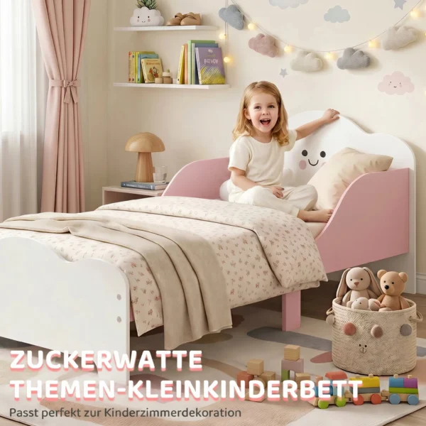 Kinderbed, 140 X 70 Cm Bedframe Met Hoge Beschermingshek Voor Kinderen Van 3 6 Jaar, Zonder Matras, Roze
