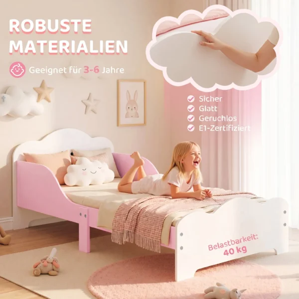 Kinderbed, 140 X 70 Cm Bedframe Met Hoge Beschermingshek Voor Kinderen Van 3 6 Jaar, Zonder Matras, Roze