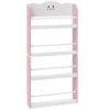 Kinderboekenkast Met 4 Planken, Wandgemonteerd Boekenrek Voor Kinderkamer, Speelkamer, Woonkamer, Roze
