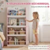 Kinderboekenkast Met 4 Planken, Wandgemonteerd Boekenrek Voor Kinderkamer, Speelkamer, Woonkamer, Roze