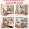 Kinderboekenkast Met 4 Planken, Wandgemonteerd Boekenrek Voor Kinderkamer, Speelkamer, Woonkamer, Roze