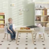 Kindertafel Met 2 Stoelen, Kinderzitgroep Met Opbergruimte Beer vormige Rugleuning Voor 3 6 Jaar Oude Kinderen, Natuurhout