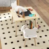 Kindertafel Met 2 Stoelen, Kinderzitgroep Met Opbergruimte Beer vormige Rugleuning Voor 3 6 Jaar Oude Kinderen, Natuurhout