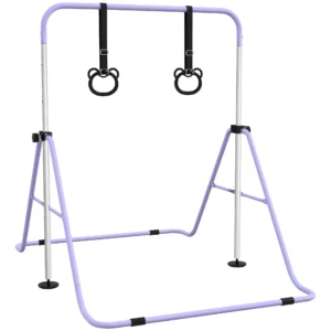 Kinderturnbar Met Ringen, In Hoogte Verstelbaar, Opvouwbaar, Antislip, Stalen Frame, 148x105x88 128 Cm, Roze