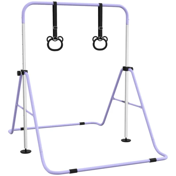 Kinderturnbar Met Ringen, In Hoogte Verstelbaar, Opvouwbaar, Antislip, Stalen Frame, 148x105x88 128 Cm, Roze