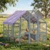 Kippenhok Met Weerbestendig Doek 2 Nestkasten 2 Zitstok Voor 8 10 Kippen Hout 211 X 186,5 X 185,5 Cm Donkergrijs