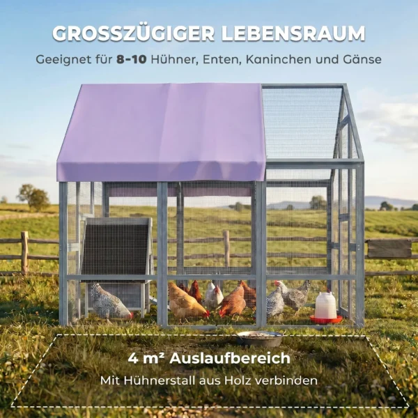 Kippenhok Met Weerbestendig Doek 2 Nestkasten 2 Zitstok Voor 8 10 Kippen Hout 211 X 186,5 X 185,5 Cm Donkergrijs
