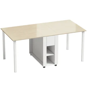 Klaptafel Voor 6 Personen, 168 Cm Grote Uitschuifbare Eettafel Met 2 Lades & 4 Opbergvakken