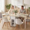 Klaptafel Voor 6 Personen, 168 Cm Grote Uitschuifbare Eettafel Met 2 Lades & 4 Opbergvakken