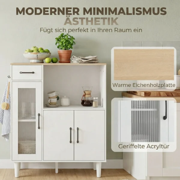 Klaptafel Voor 6 Personen, 168 Cm Grote Uitschuifbare Eettafel Met 2 Lades & 4 Opbergvakken