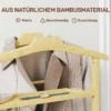 Kledingrek Op Wielen, Garderoberek Met Dubbele Stangen Van Bamboe, Schoenenrek, Dienblad, Broekhouder