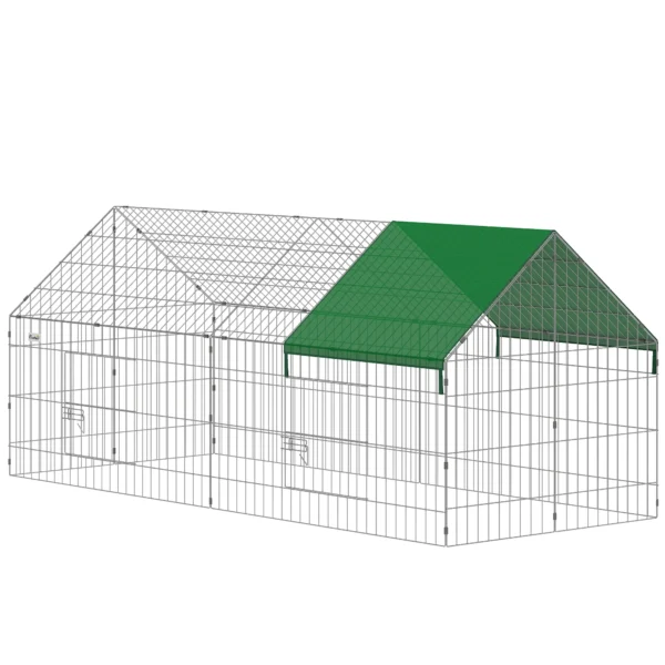 Klein Dierenhok Konijnenhok Met Puntdak Afsluitbare Deuren Beschermhoes Voor Kleine Dieren 180 X 75 X 75 Cm Groen