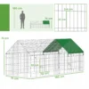 Klein Dierenhok Konijnenhok Met Puntdak Afsluitbare Deuren Beschermhoes Voor Kleine Dieren 180 X 75 X 75 Cm Groen