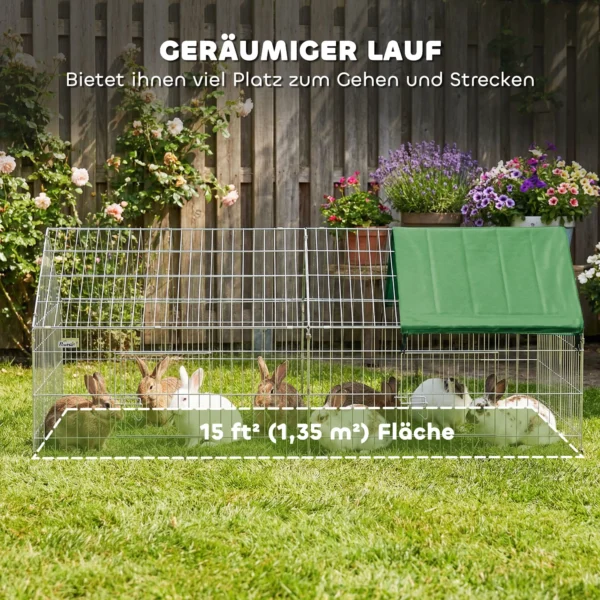 Klein Dierenhok Konijnenhok Met Puntdak Afsluitbare Deuren Beschermhoes Voor Kleine Dieren 180 X 75 X 75 Cm Groen