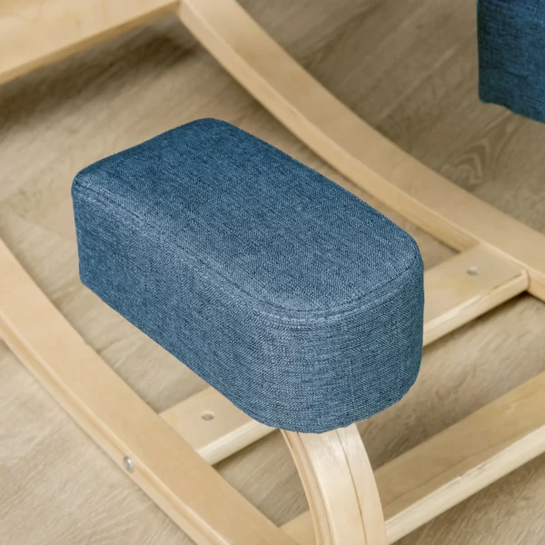 Kniestoel, Ergonomische Zithocker, Gestoffeerde Hocker Voor Gezonde Zithouding, Berkenhout, Belastbaar Tot 120 Kg, Blauw