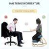 Kniestoel, Ergonomische Zithocker, Gestoffeerde Hocker Voor Gezonde Zithouding, Berkenhout, Belastbaar Tot 120 Kg, Blauw