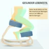 Kniestoel, Ergonomische Zithocker, Gestoffeerde Hocker Voor Gezonde Zithouding, Berkenhout, Belastbaar Tot 120 Kg, Blauw