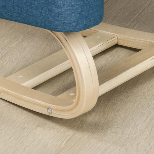 Kniestoel, Ergonomische Zithocker, Gestoffeerde Hocker Voor Gezonde Zithouding, Berkenhout, Belastbaar Tot 120 Kg, Blauw