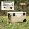 Koelbox 70L Grote Passieve Thermobox Tot 72 Uur Koeling, Met PU Volledige Schuimisolatie Wielen Afvoerventiel Handvat