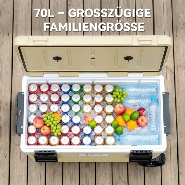 Koelbox 70L Grote Passieve Thermobox Tot 72 Uur Koeling, Met PU Volledige Schuimisolatie Wielen Afvoerventiel Handvat