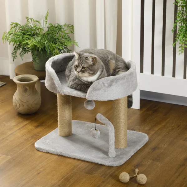 Krabpaal, 42 Cm Kleine Kattenboom Met Jute krabpaal, Platform, Grijs