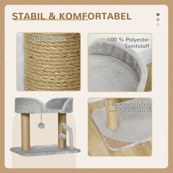 Krabpaal, 42 Cm Kleine Kattenboom Met Jute krabpaal, Platform, Grijs
