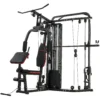 Kraftstation Fitnessstation Met 65kg Gewichten, Latzug, Butterflystang, Verstelbare Preacher Bank, Beentrainer