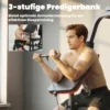 Kraftstation Fitnessstation Met 65kg Gewichten, Latzug, Butterflystang, Verstelbare Preacher Bank, Beentrainer