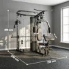 Kraftstation Fitnessstation Met 65kg Gewichten, Latzug, Butterflystang, Verstelbare Preacher Bank, Beentrainer