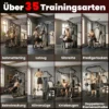 Kraftstation Fitnessstation Met 65kg Gewichten, Latzug, Butterflystang, Verstelbare Preacher Bank, Beentrainer