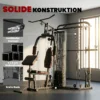 Kraftstation Fitnessstation Met 65kg Gewichten, Latzug, Butterflystang, Verstelbare Preacher Bank, Beentrainer