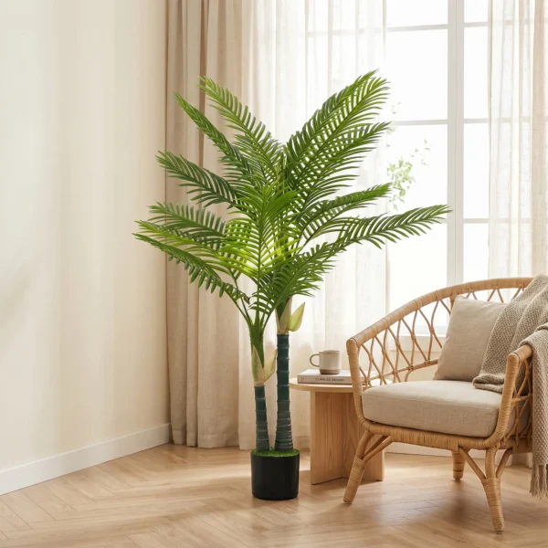 Kunstmatige Palm 150cm Kunstpalm Met 16 Palmbladeren Grote Kunstplant In Pot Voor Woonkamer Balkon Decoratie Groen