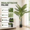 Kunstmatige Palm 150cm Kunstpalm Met 16 Palmbladeren Grote Kunstplant In Pot Voor Woonkamer Balkon Decoratie Groen