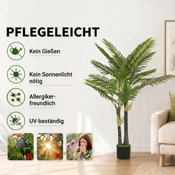 Kunstmatige Palm 150cm Kunstpalm Met 16 Palmbladeren Grote Kunstplant In Pot Voor Woonkamer Balkon Decoratie Groen