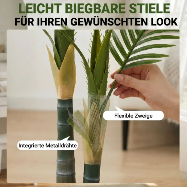 Kunstmatige Palm 150cm Kunstpalm Met 16 Palmbladeren Grote Kunstplant In Pot Voor Woonkamer Balkon Decoratie Groen