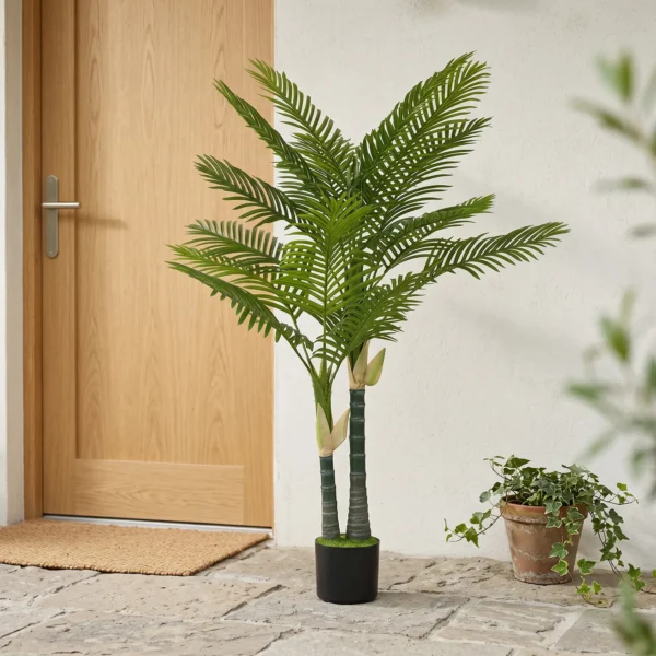 Kunstmatige Palm 150cm Kunstpalm Met 16 Palmbladeren Grote Kunstplant In Pot Voor Woonkamer Balkon Decoratie Groen