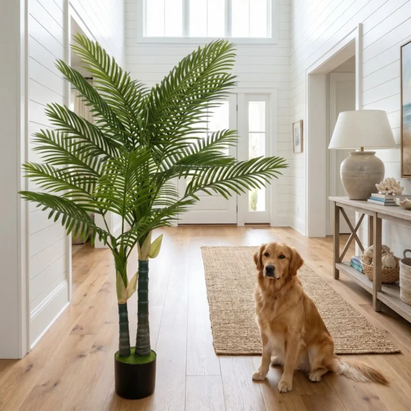 Kunstmatige Palm 150cm Kunstpalm Met 16 Palmbladeren Grote Kunstplant In Pot Voor Woonkamer Balkon Decoratie Groen