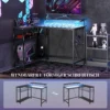 L vormig Bureau Met LED, Stopcontacten, USB, Computertafel Met Rek, 107 X 80 X 90 Cm, Zwart