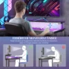 L vormig Bureau Met LED, Stopcontacten, USB, Computertafel Met Rek, 107 X 80 X 90 Cm, Zwart