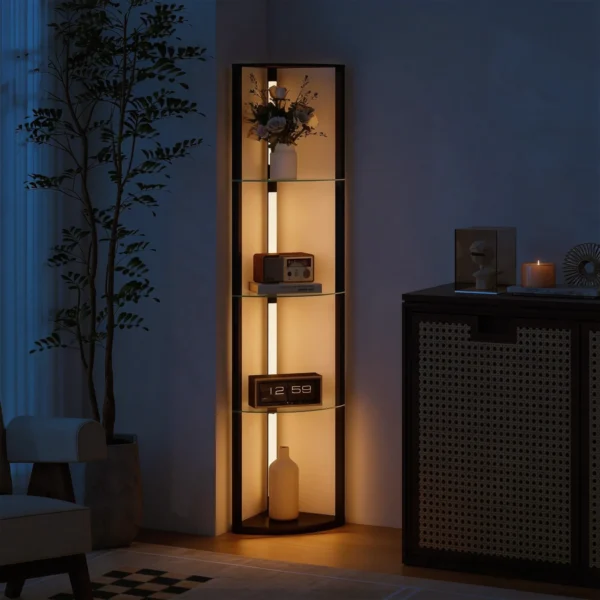 LED Staande Lamp Met Glazen Plank Staande Lamp Met 3 Helderheidsniveaus Voetschakelaar Voor Woonkamer Slaapkamer Zwart